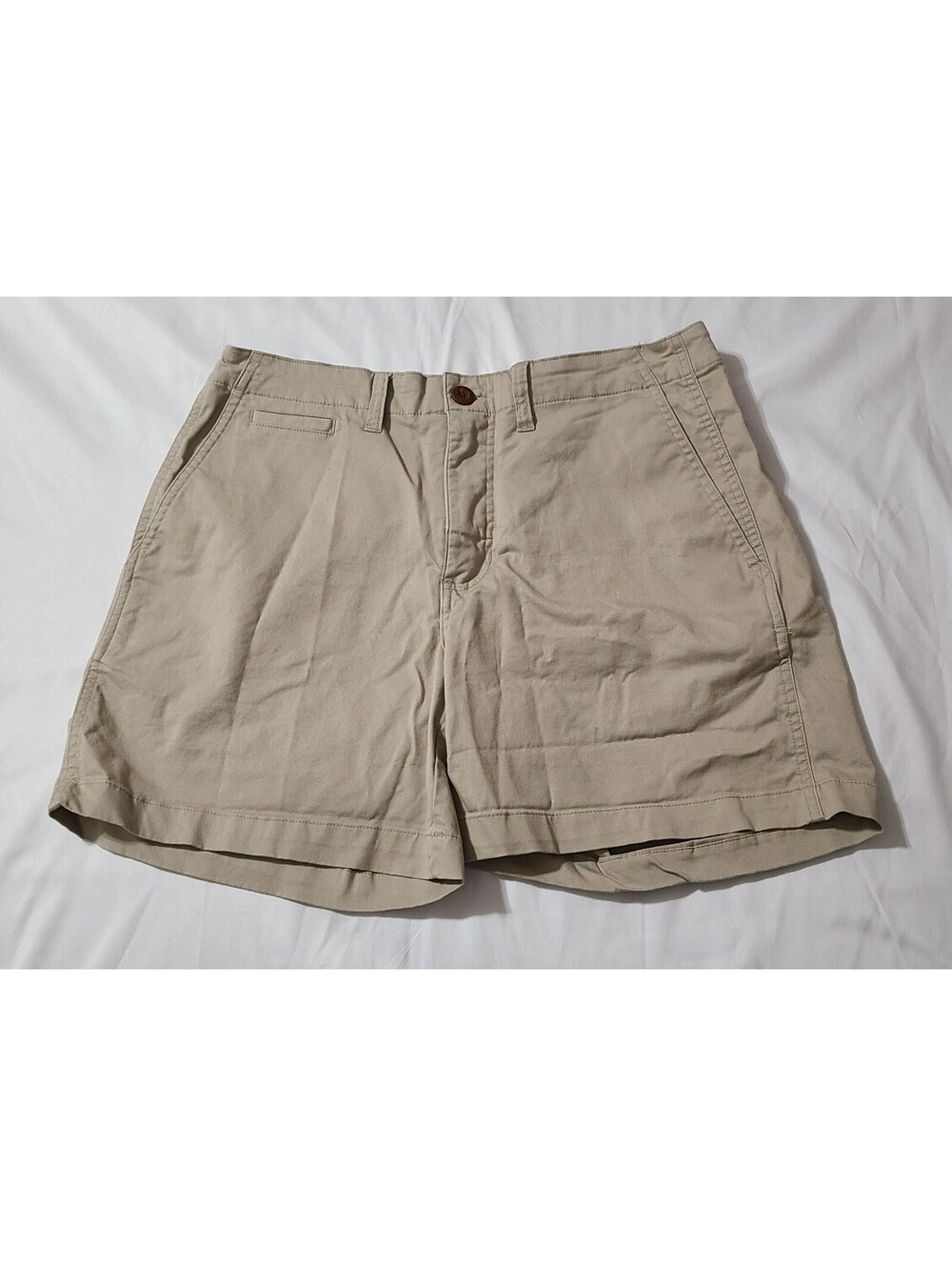 Toad & Co Mission Ridge Chino Shorts Mens Sz 33x7 Tan Organic Cotton  UPF40+ EUC